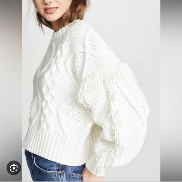 552-Nwot Line & Dot Ivory Cable Knit Sweater - Picture 6 of 6
